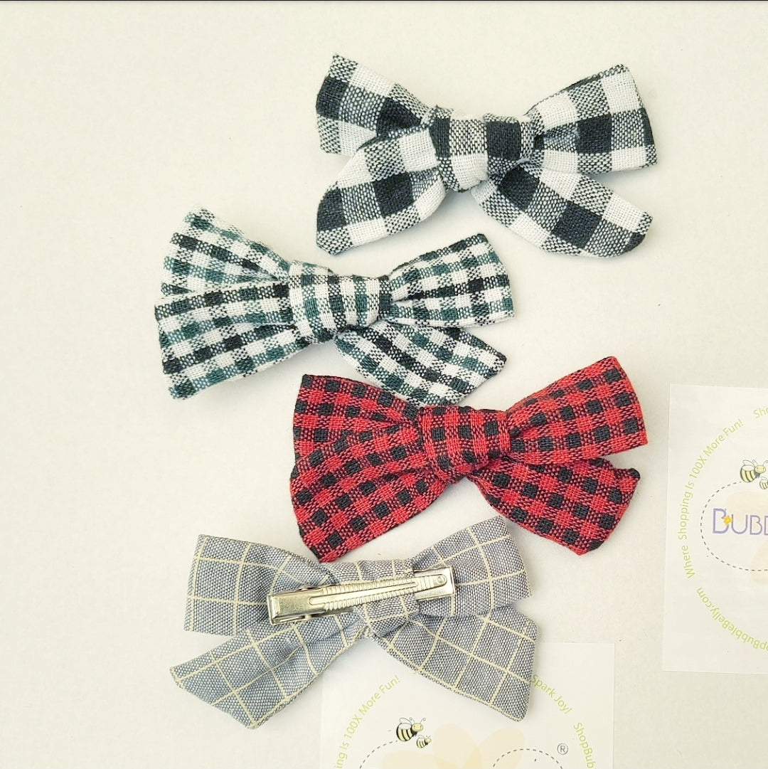 3" Alligator Clip Hair Bow, Winter Flannels & Plaids (CLICK FOR OPTIONS)