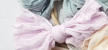 4.5" Shabby Chic Crinkle Bow & Soft Nylon Headband (CLICK FOR COLOR OPTIONS)