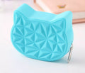 Squishy Silicone Coin Purse, Kitty, Brights, Blue