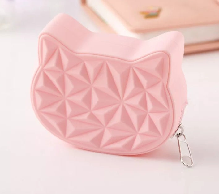 Squishy Silicone Coin Purse, Kitty, Pink