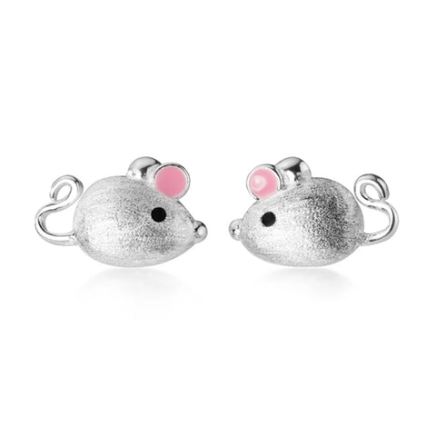 925 Sterling Silver Kids Pierced Earrings, Little Mouse