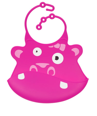 Ulubulu Silicone Catch Adjustable Bib - Pink Hippo