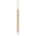 Handmade Universal Teether/Pacifier Clip, Coffee Brown with White Polka Dots, Elastic Band