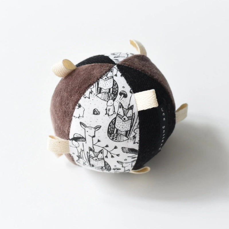 Eco-friendly Sustainable Organic Cotton Taggy Rattle Ball - Woodland