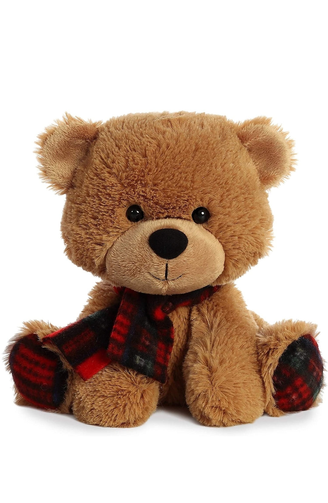 Aurora cuddly Pete plaid bear plush, front view