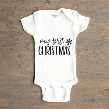 My First Christmas S/S Bodysuit - Unisex, White Onesie