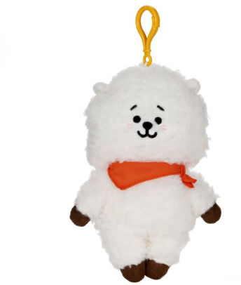 BT21 plush backpack bag clip, RJ, front view