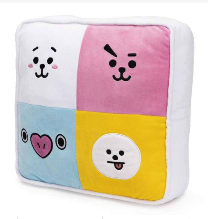 BT21 dual sided square plush pillow, front view