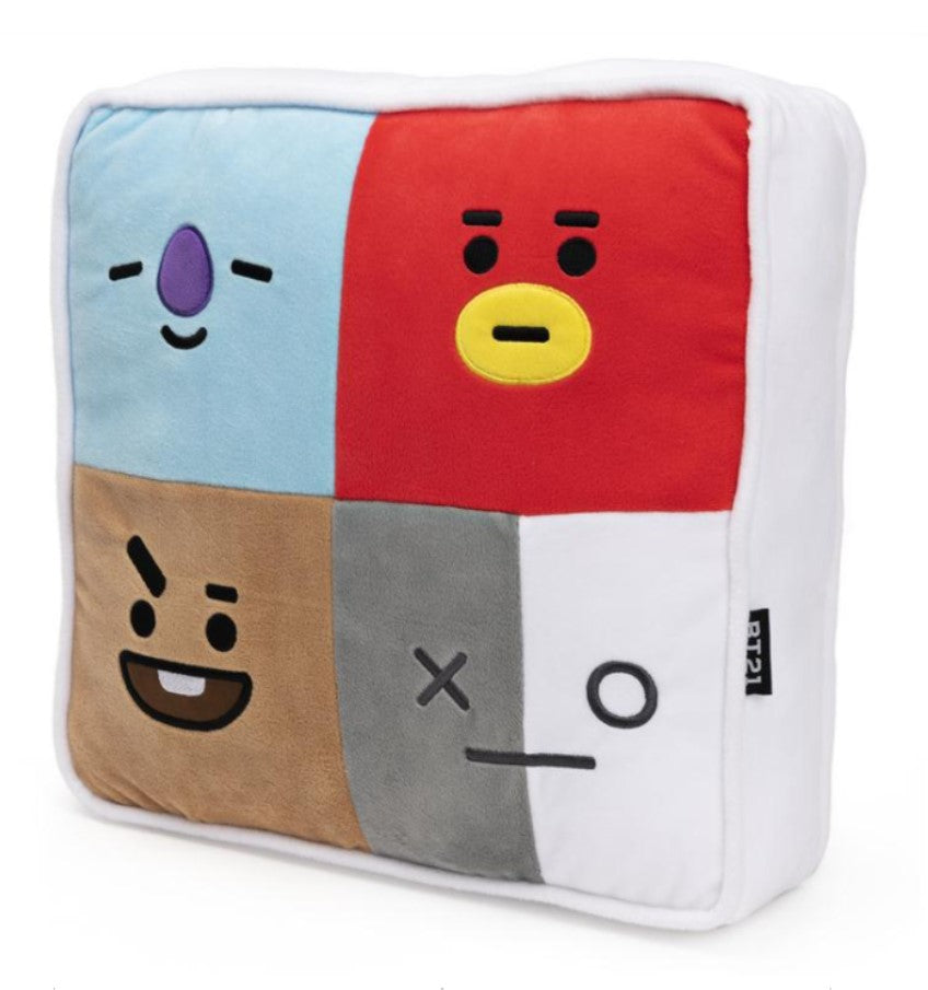 BT21 dual sided square plush pillow, back view