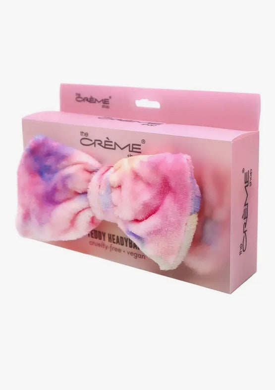 The Creme Shop Plush Bow Makeup & Skincare Headband, Pink Tie Dye