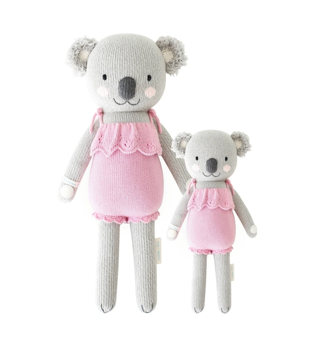Cuddle+Kind hand-knit doll, Claire the Koala, both sizes