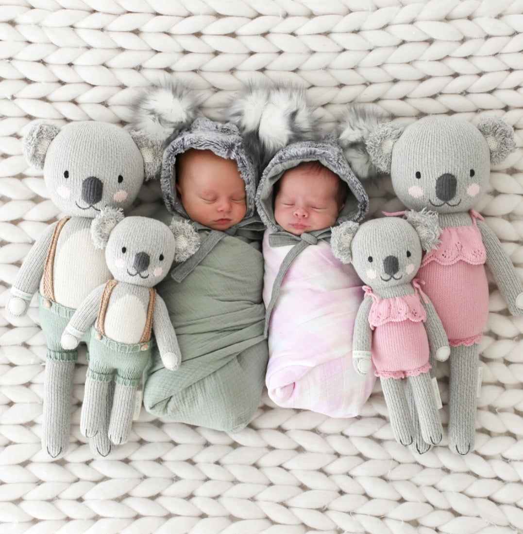 Cuddle+Kind hand-knit doll, Claire the Koala, with babies