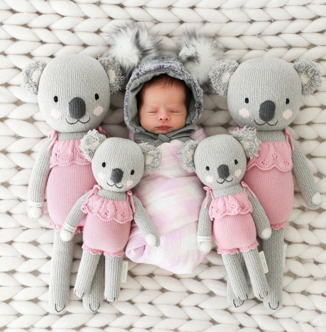 Cuddle+Kind hand-knit doll, Claire the Koala, with babies