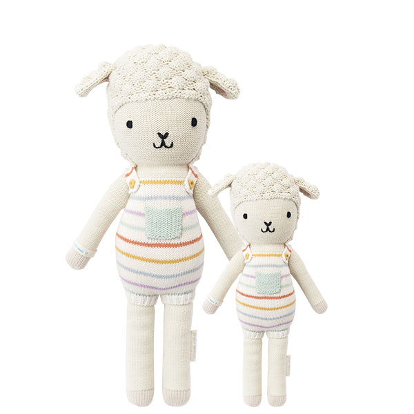 Cuddle+Kind hand-knit doll, Avery the Lamb, both sizes