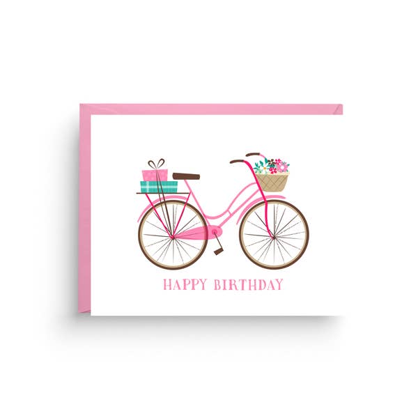 Birthday Card, vintage bike greeting card, girls birthday, paperie