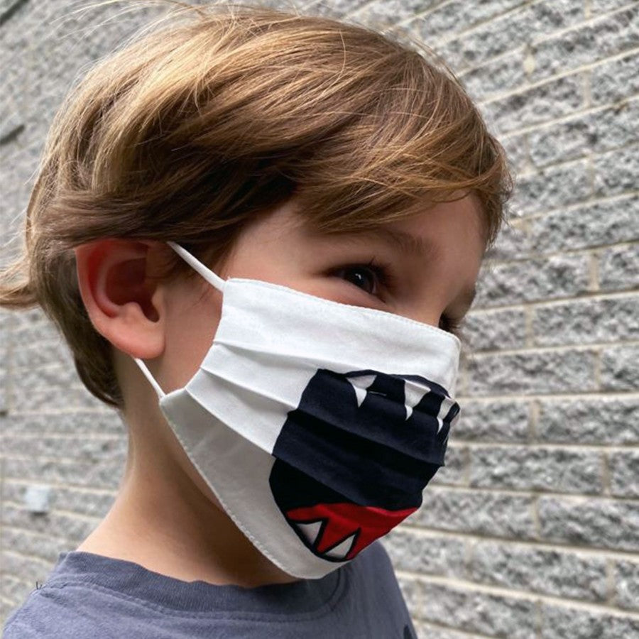 Deux par Deux kids shark face mask, worn by child side view