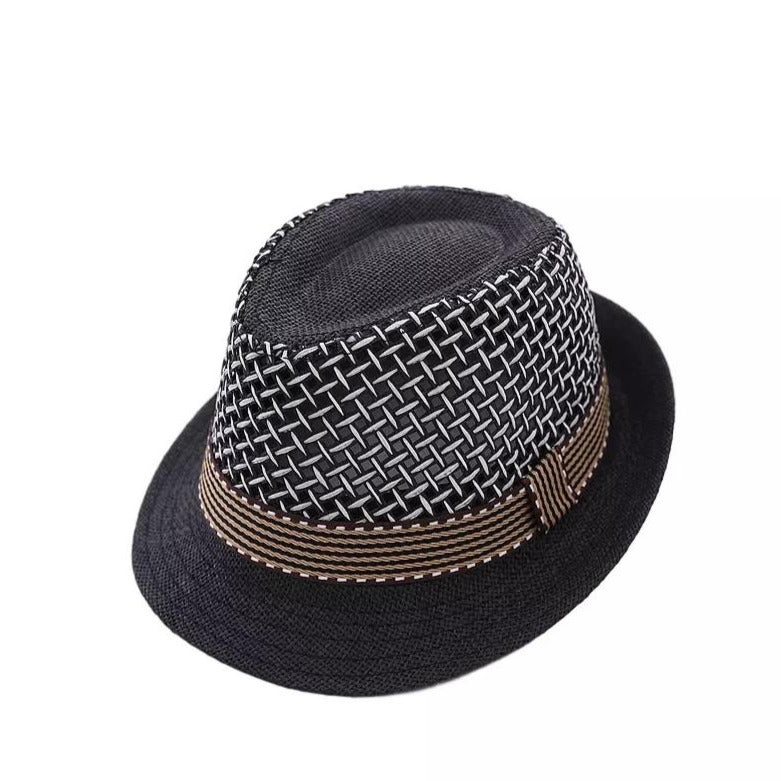 Kids Fedora Straw Hat, Black