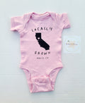 Locally Grown Davis CA baby bodysuit, candy pink