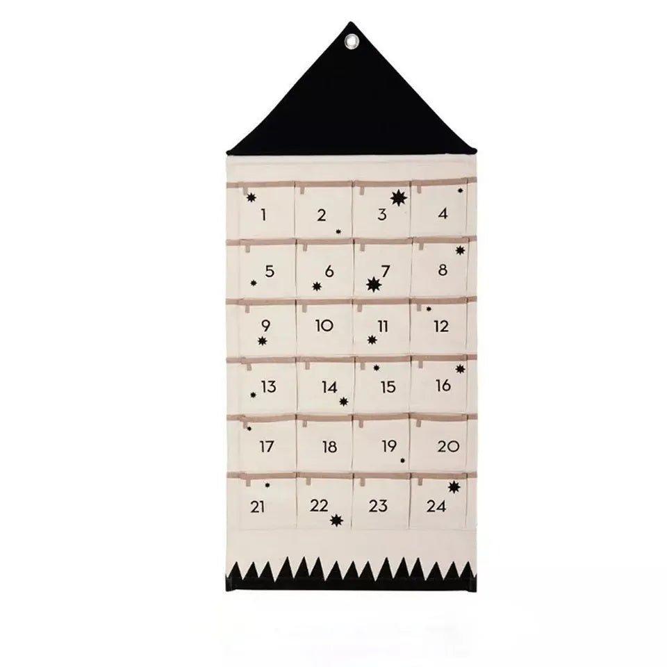 Reusable canvas pocket advent calendar, hanging