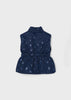 Girls Mayoral Eco-Friendly Navy Blue Polka Dotted Sleeveless Vest, Reversible Vest
