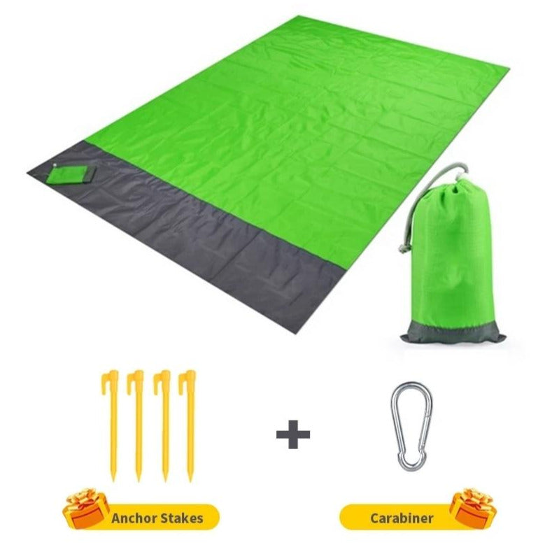 Sand proof waterproof beach mat, green