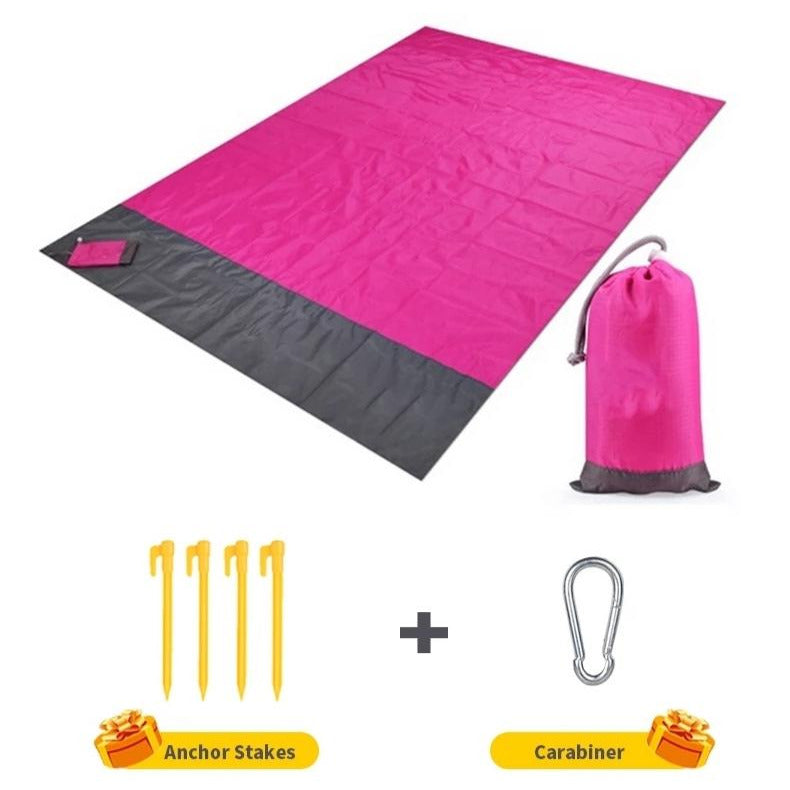 Sand proof waterproof beach mat, hot pink