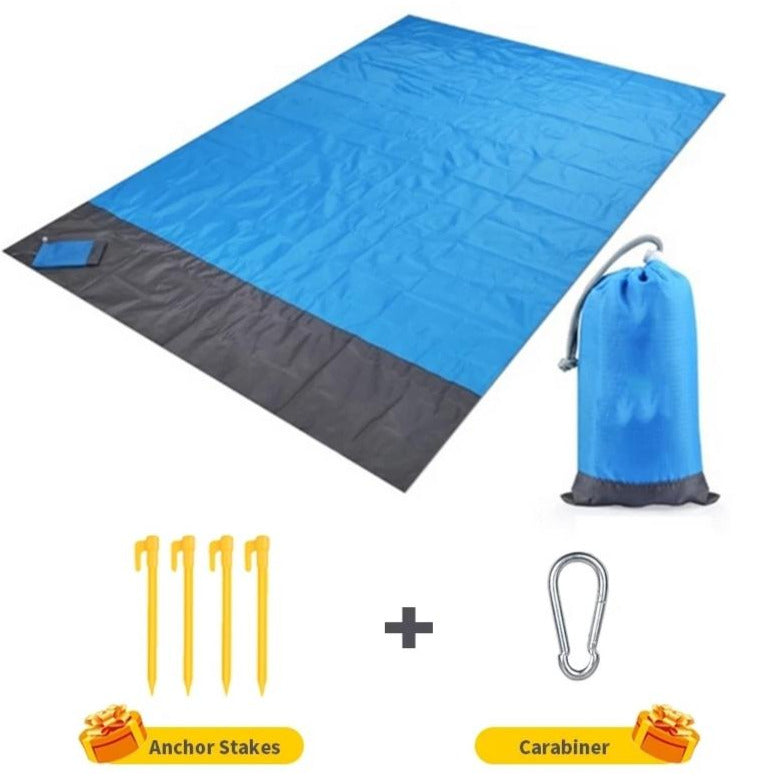 Sand proof waterproof beach mat, ocean blue
