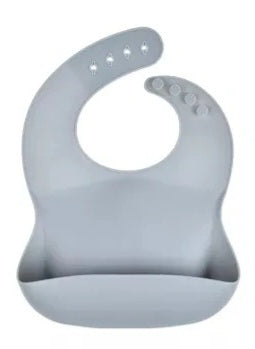 Silicone fox baby feeding set, grey, bib