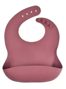 Silicone fox baby feeding set, maroon, bib