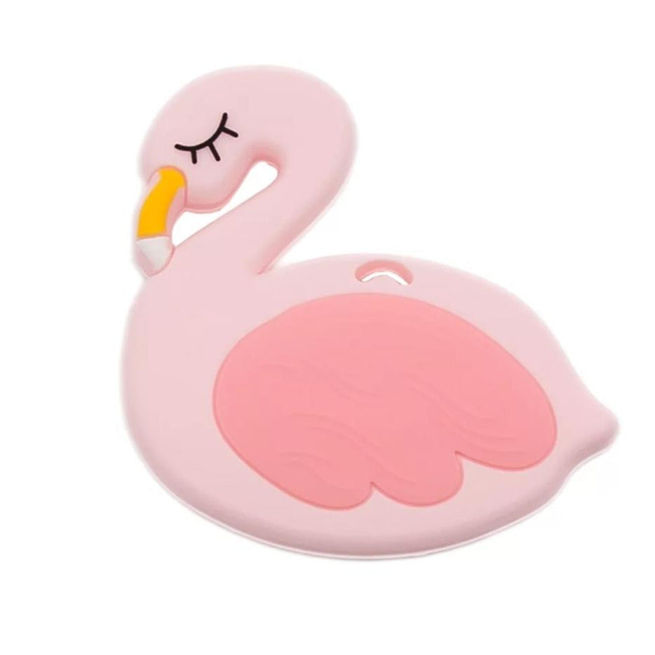 Silicone Teething & Chew Toy, Pink Flamingo