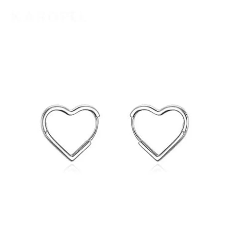 Sterling silver heart hoop earrings, pair