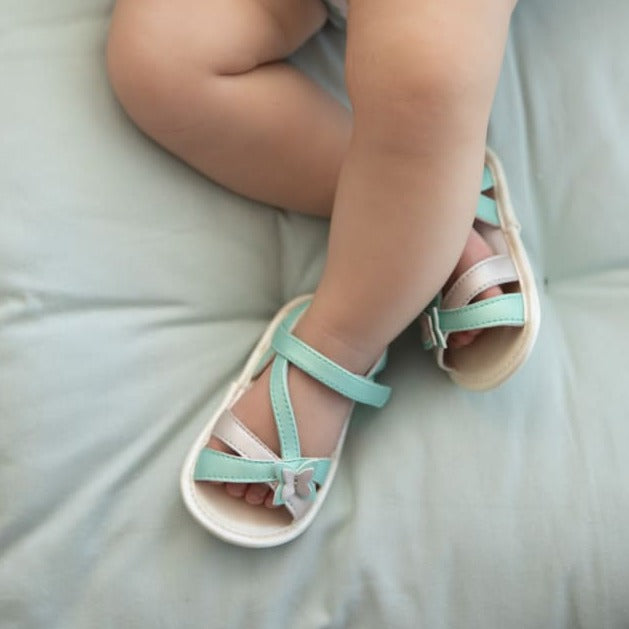  	9635 Mayoral Strappy Butterfly Sandals, Aqua/Cream lifestyle