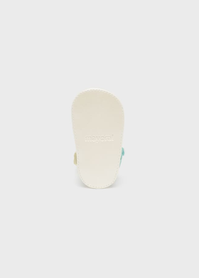  	9635 Mayoral Strappy Butterfly Sandals, Aqua/Cream underside of shoe
